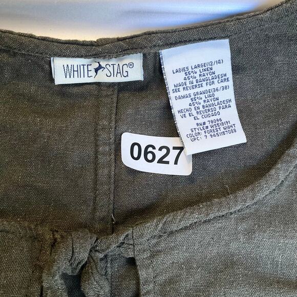 White Stag Women Linen Dress size L (12/14) Forest Green Sleeveless Knee Length - Picture 4 of 7
